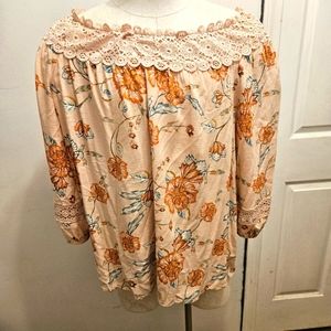 Beautiful Floral Off the Shoulder Top/Tunic Sz 22/24w Catos